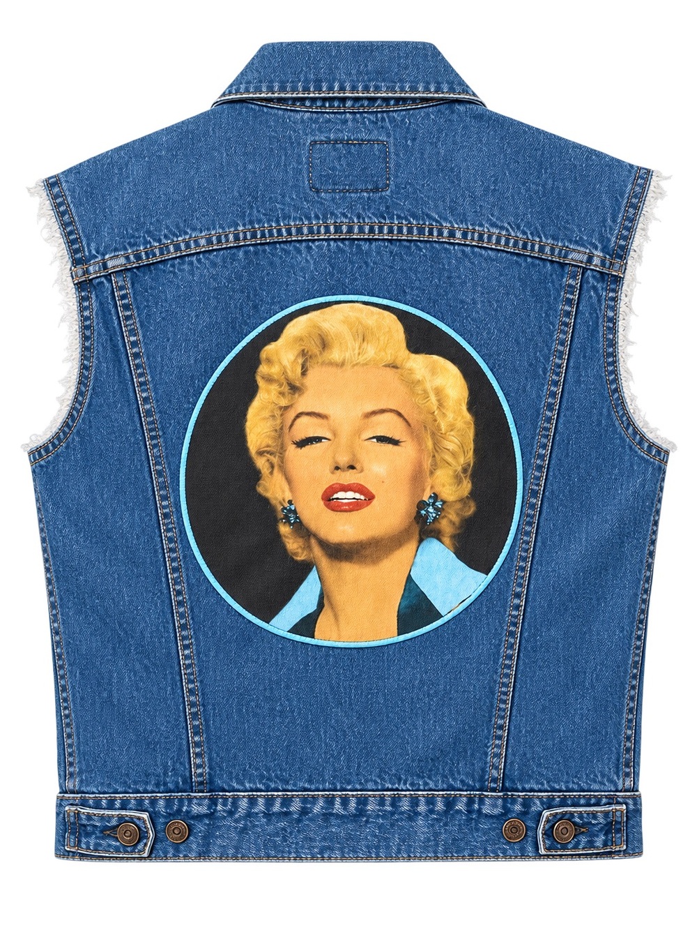 Levi's Blue Denim Vest with Marilyn Monroe Portrait Patch